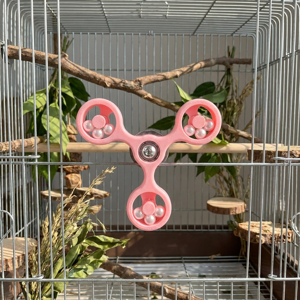 Budgie Toy Rotating Windmill, Suction Cup PLA Material Cockatiel Toy, Lovebird Toy and Gnaw Toy for Parrot Enrichment Bird Accessory Decor