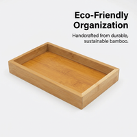 Bamboo Serving Tray for Minimalist Decor, Wooden Tray with Handles, Rectangular Bamboo Tray Handles, Dining Snack Fruit Bamboo Tray