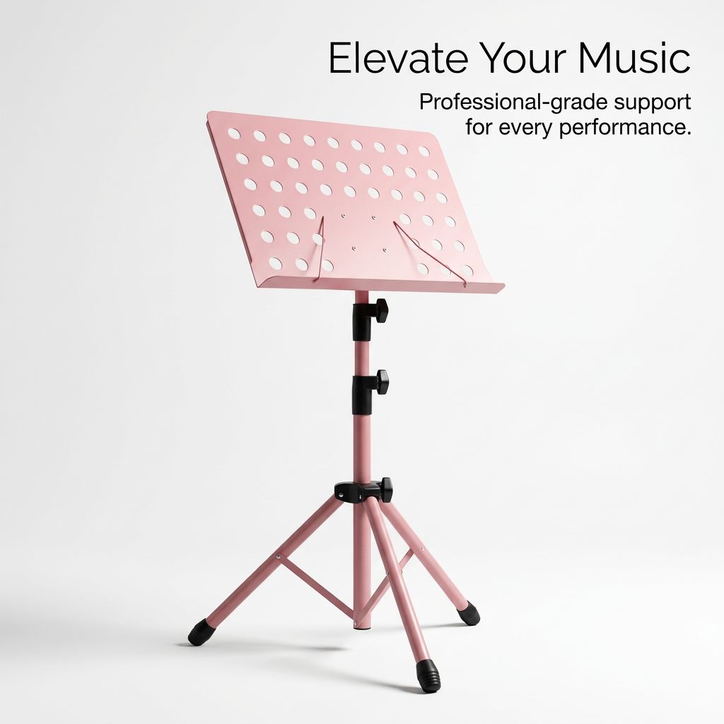 Music Stand for Sheet Portable Folding Metal Holder for Musicians, Adjustable Height for Living Room Home Use