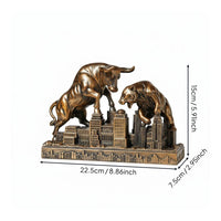 Bull Against Bear Figurine Resin Craft House Decoration Symbolic Gift