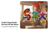 Cute Pony Glass Stickers, 5D Static Clings, Horse Year, Holiday Glass Decor