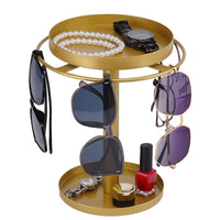 Disassemblable Rotating Eyeglass Display Stand with Storage - Gold, 5-Tier