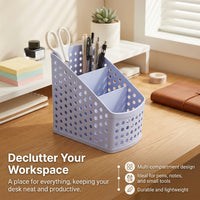 Office Organizer with Pen Holder, Multifunctional Desktop Storage Box for Students and Supplies, Square Desk for Home School