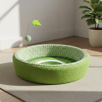 Woven Feline Scratch Bed Round Feline Scratcher Bed Handwoven