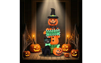 Outdoor Inflatable Pumpkin with Witch Hat Standing Display Brightly Colored Lawn Ornament Tall for Yard, Porch