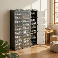 Modular Shoe Cabinet Multi-Layer Dustproof Shoe Cabinet Translucent Front Panels