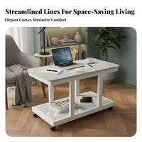 2-Tier Rolling Rolling Table With Wheels Side Table Easy to Assemble