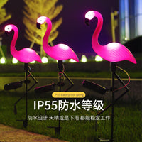 Solar Flamingo Light with Three Heads for Outdoor Garden Decoration
