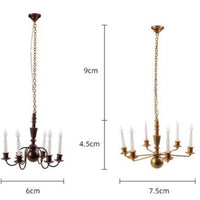 Metal Antique Six-Light Ceiling Lamp with Architectural Sand Table Model