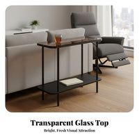 Narrow Side Table Long-Lasting Metal Frame Slim Sofa Table Nightstand Easy Assembly Adjustable Feet for Small Areas, Bedroom