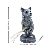 Lighted Dog Statue Gray Finish Yard Ornament LED Lights Garden Decor for Patio