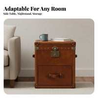 Distressed Finish Vintagedesign Storage Trunk Multi-Functional Vintage Suitcase Table Creative Design Accent Furniture Statement Piece for Interior Designers, Homeowners, Apartment Dwellers, Living Room, Bedroom, Lounge Area, Entryway