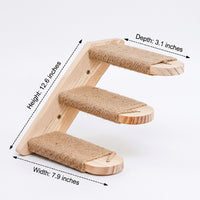 Wall Mounted Cat Shelves and Steps, Wood Climbing Ladder with Sisal Rope, Multi-Tier Indoor Stairs for Play and Rest, Light Wood and Beige Design