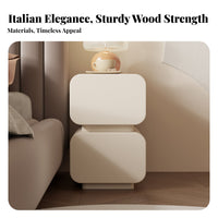 Wavy Front Nightstand With Storage Drawer Bedroom Furniture Open Shelf for Study