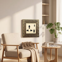 Vintage Switch Socket Panel Ornate Decorator Light Switch with Wall Plate Embossed Fitting Brass-Colored for Interior Designers, Homeowners, Living Room, Bedroom, Hotel, Renovation
