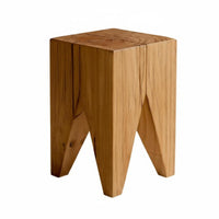 Wabi-Sabi Hardwood End Table, Retro Distressed Tea Table, Creative Base