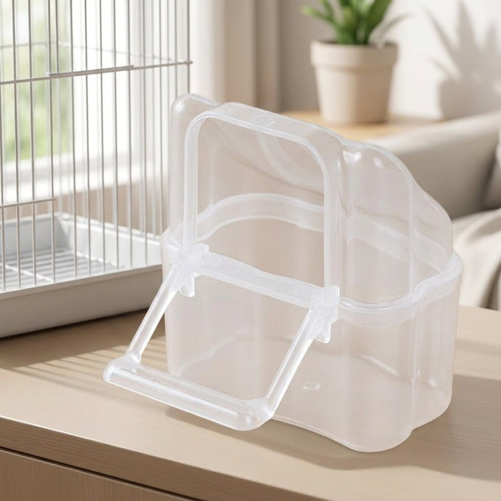 Parrot Feeder Food Trough with Spill Avoidance Design, PP Material External Mount Food Cup, Bird Feeder for Cockatiels and Parakeets