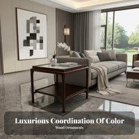 Square Corner Table with Drawer New Chinese Design Home Furniture Sintered Stone Top Dual-Level Shelf for Renters, Adults