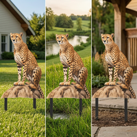 Leopard Cheetah Grassland Animal Acrylic Garden Stake Outdoor Lawn Decoration