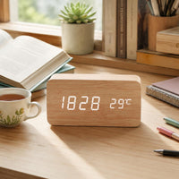 Wooden Digital Alarm Timepiece Simple Design Wooden LED Timepiece Easy to Read