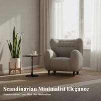Upholstered Barrel Chair Nordic Design Oversized Round Armchair Plush Texture Comfortable for Perusing Corner, Bedesignoom