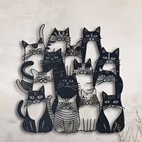 跨境批发现货铁艺壁挂12只可爱的小猫金属剪影工艺品壁挂装饰家居