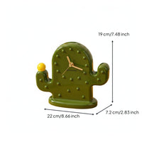 Ceramic Cactus Desk Timepiece Noiseless Movement Timekeeping Device Playful