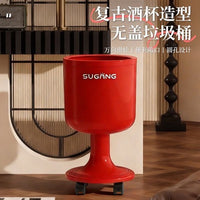 免弯腰家用2025新款酒杯垃圾桶高颜值大容量带轮客厅轻奢厨房卧室
