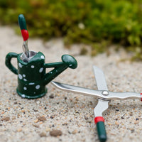 Metal Miniature Garden Tools Set, 1:12 Scale Dolls House Accessories, 3 Pcs Watering Can, Pruning Shears, Trowel for Creative Play & Micro Landscape