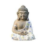 Garden Ornament with Mosaic Finish Zen-Style Buddha Statue Versatile for Patio