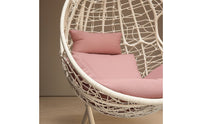 Cushioned Hanging Egg Chair with Stand Woven Egg Chair with Stand Weather-Resistant Furniture Heavy-Duty for Patio, Balcony