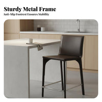 Modern Design Upholstered High Stool Minimalist Design Bar Chair Built-in Footrest Counter Seating Long-Lasting Construction for Homeowners, Interior Designers, Business Owners, Kitchen Island, Cafe, Restaurant, Dining Room