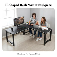 L-Shaped Desk with Hutch Integrated Shelving Office Furniture Space-Saving Ample Storage for Students, ptiers