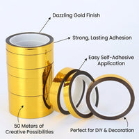 Holographic Tape for Gift Wrapping Foil Ribbon for Scrapbooking, Party Decoration Border Edging, 1.5cm x 50 Meters
