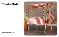 Easy Assembly Foldable Vendor Display Stand Spacious Countertop Foldable Vendor Booth Solid Wood Frame Outdoor Display Cart for Street Vendors, Small Business Owners, Event Organizers, Night Markets, Temporary Shops, Trade Exhibit S, Backyard Parties
