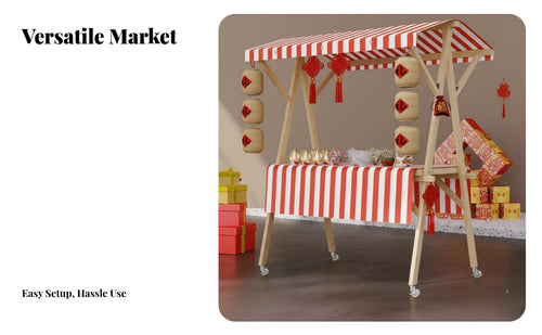 Easy Assembly Foldable Vendor Display Stand Spacious Countertop Foldable Vendor Booth Solid Wood Frame Outdoor Display Cart for Street Vendors, Small Business Owners, Event Organizers, Night Markets, Temporary Shops, Trade Exhibit S, Backyard Parties