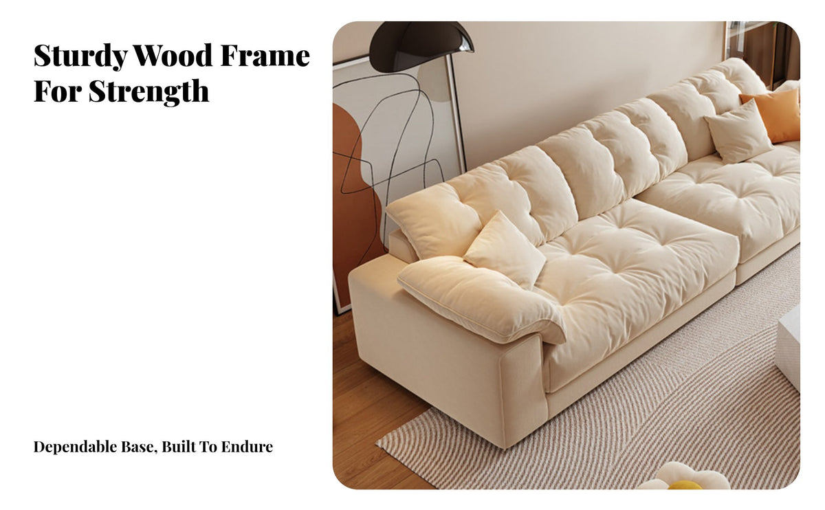 Linear Soft-Seat Sofa Luxurious Comfort Couch Easy to Clean Household Furniture for Families, Homeowners, Living Room, Small Areas, Lounge Area