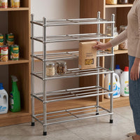 Shoe Rack Hallway, Space-Saving Shoe Rack Made of Polished Stainless Steel, Stable Freestanding Shoe Shelf for Small Apartments