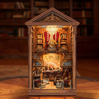 Retro Wooden Literary Alcove Warm LED Wooden Literary Alcove  Lights Library Diorama for Bookshelf