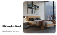 Solid Wood Construction Wooden Platform Bed Minimalist Design Bedroom Furniture Natural Finish Bedstead No Box Foundation Needed for Couples, Homeowners, Students, Guest Room, Apartment, Hotel