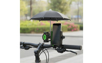 360-Degree Adjustable Motorcycle Handlebar Phone Mount with Sun Umbrella Anti-Vibration Phone Holder with Sun Umbrella Secure Rotatable for Delivery Riders, Motorcyclists