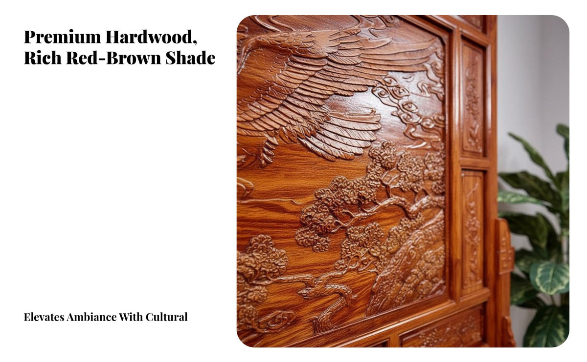 Chinese Design Wooden Screen Mortise and Tenon Structure Traditional Entryway Screen Space-Saving Solid Wood Carved Partition for Bedroom