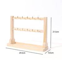 Solid Wood Jewelry Display Stand with Hooks for Earrings, Bracelets, and Beads