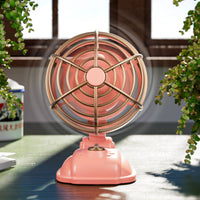 Retro Desk Fan Adjustable Angle Rechargeable Tabletop Fan Quiet for Dorm Room