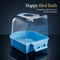 Bird Bath Cage Supplies Parrot Bath Tub Shower, Hanging Bathtub for Pet Bird Enr #variant:Blue