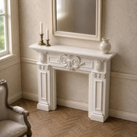 Dollhouse Fireplace Mantel Scrollwork Miniature Fireplace Mantel European Style Miniature Ornament for Scene Decoration