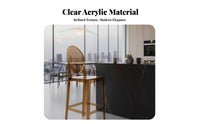 Clear Acrylic High Stool Transparent Seat Clear Stool with Backrest Light Luxury Protected for Interior Designers, Restaurant