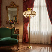 Classic Pedestal Lamp Shade Tassels Floral Textile Lampshade Retro Style Ornate Tassel Lampshade