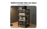 With Wheels Multi-Layer High-Fidelity Rack Ventilated-Air Design Mobile Audio Equipment Stand Heavy Duty Rolling Amplifier Cabinet Thick Steel Frame for Audiophiles, Home Theater Enthusiasts, Living Room, Study