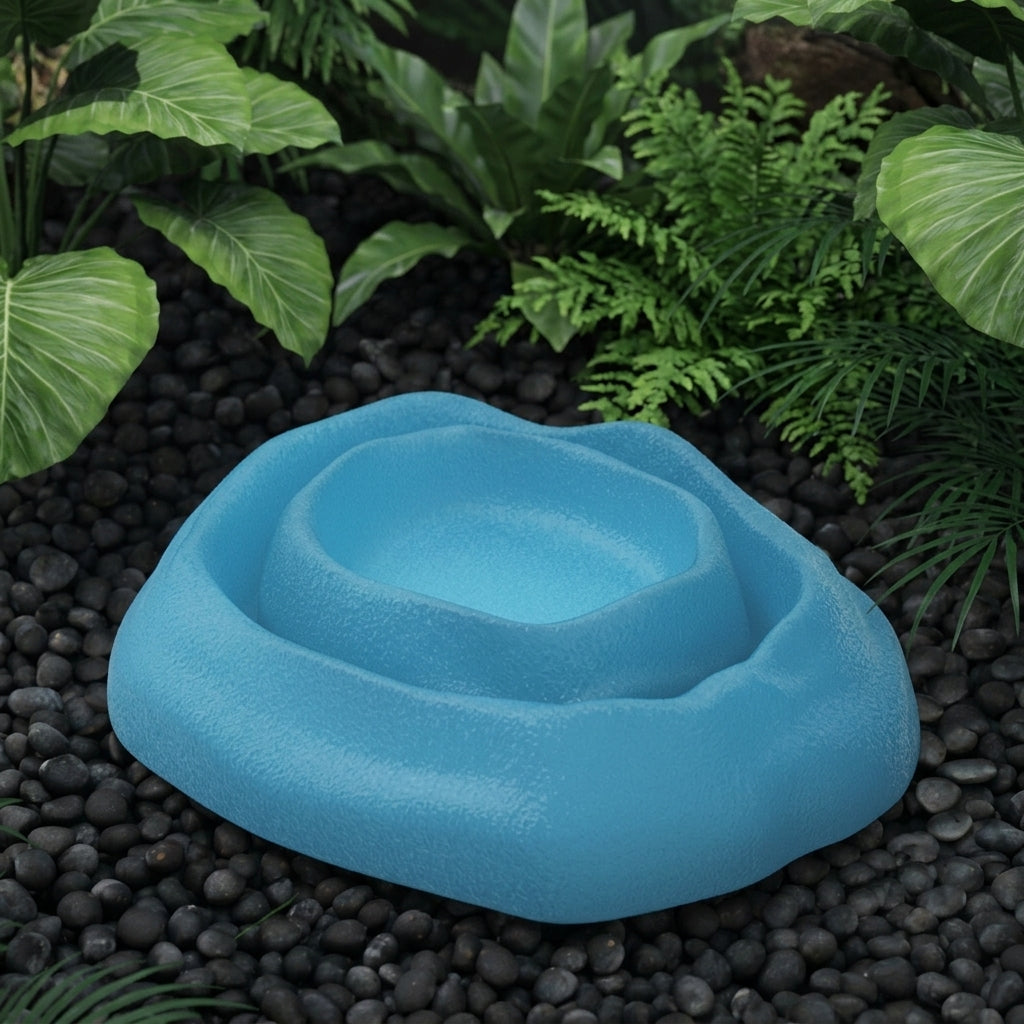 Tortoise Water Bowl and Naturalistic Reptile Dish, 2 Piece Shallow Reptile Bowl Set Accessories for Leopard Geckos, Frogs and Hermit Crabs